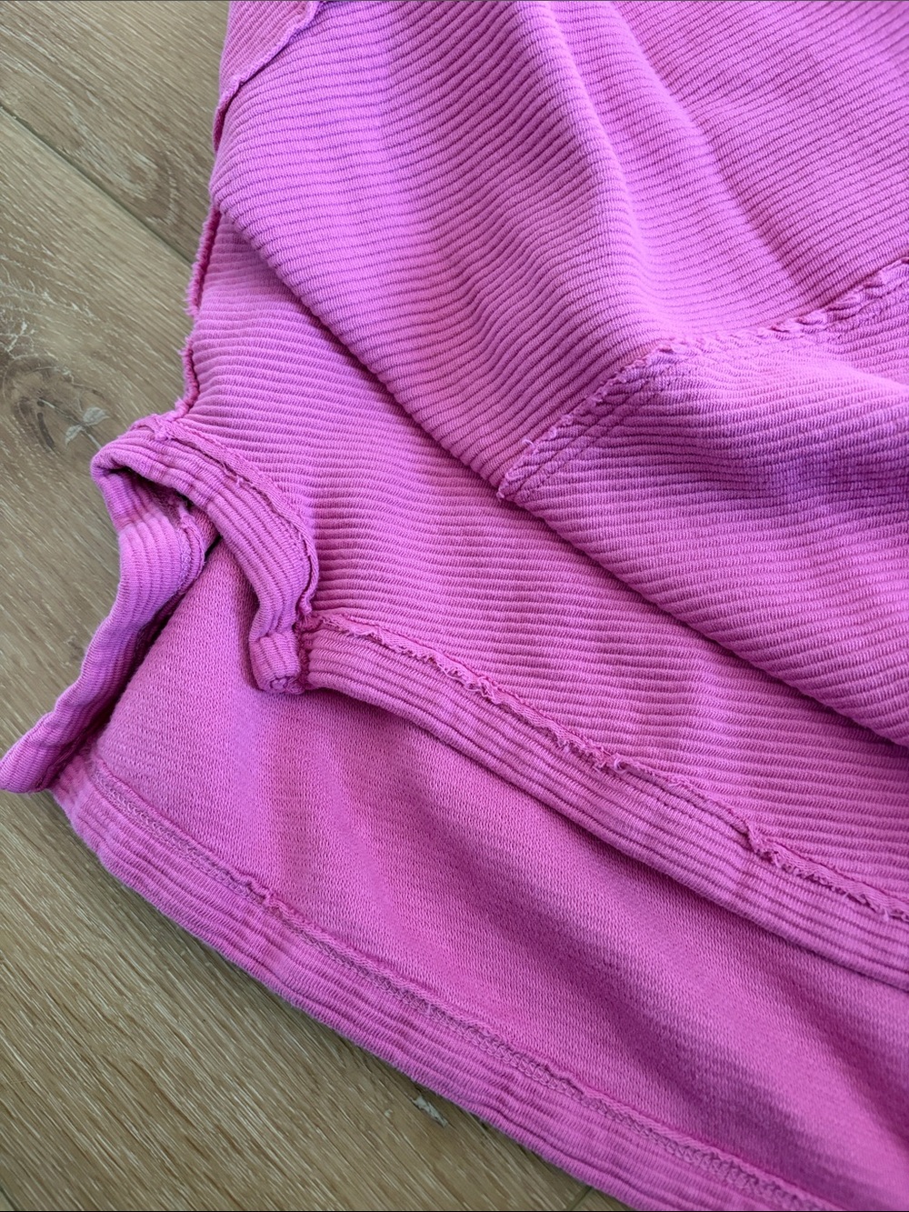 Free People Pink Ribbed Long-Sleeve Pullover Sweatshirt - Picture 4 of 5